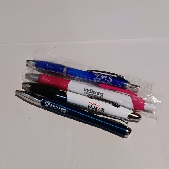 Pharmaceutical  Rep Promo Pens-Lot Of 4-Lipitor-Favmir-Vesicare-Biaxin XL - Picture 1 of 6